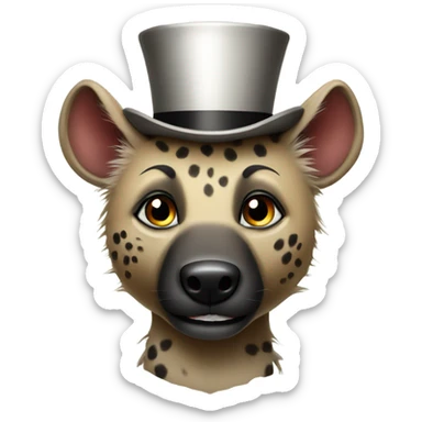 Cute hyena with a top hat sticker