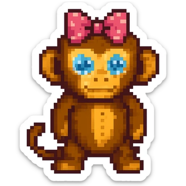 Add a cute hair bow to the monkey. Keep the background transparent. sticker