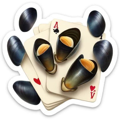 Mussels playing poker sticker