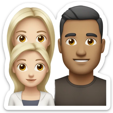 White woman dark hair + white man dark hair + asian woman dark hair sticker