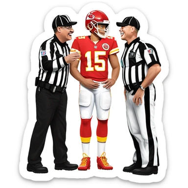 Mahomes kissing referee  sticker