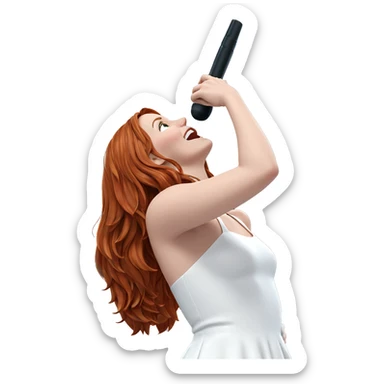 singing girl in white dress sticker