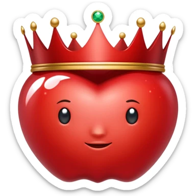 A red crown in the style of apple emojis, with a gem in the middle sticker