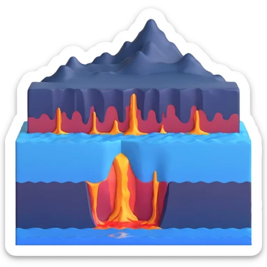 Cross-section of seafloor spreading with magma rising at mid-ocean ridge sticker