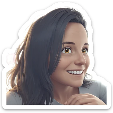 smiling girl by the window sticker