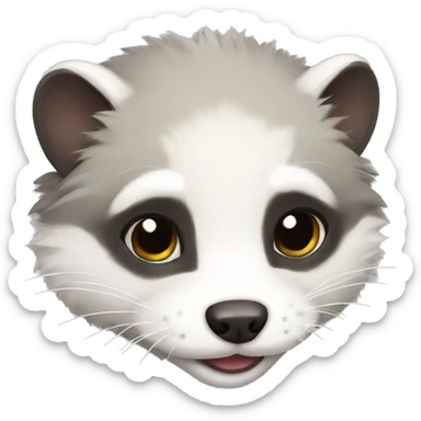 Grey and white fluffy ferret sticker