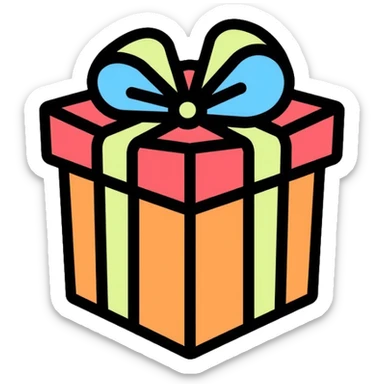 gift box with ribbon sticker