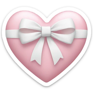 Pastel pink heart with white bow sticker