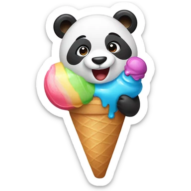 Panda eating ice cream sticker