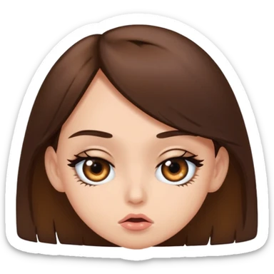 Baddie girl eye rolling at someone make sure they eye is twitching with brunette hair  sticker