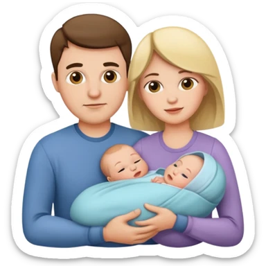 dad mom and newborn sticker