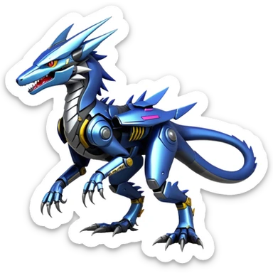 Edgy Futuristic Mechanical Sergal-raptor-nargacuga-vernid, full body sticker