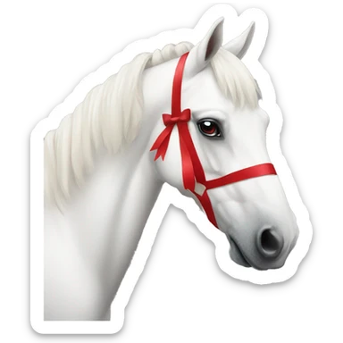 white horse with red bow sticker