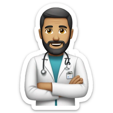 Arab man with beard, fair skin, doctor outfitt sticker
