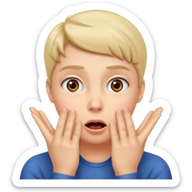 suprised angle, hands on cheeks sticker