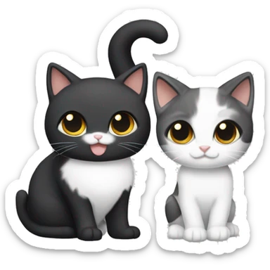 black calico cat and gray white cat, just the cat on the right sticker