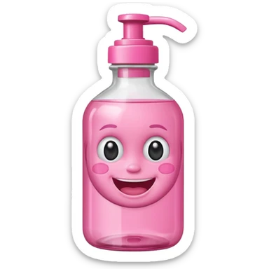 Smiling freaky baby oil bottle pink sticker