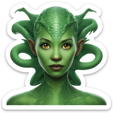 Photo realistic, alien female green,  on white china dragon infinite story sticker