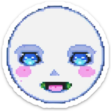 pixel art squinting face sticker