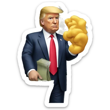 trump giving away money that he have in hand sticker