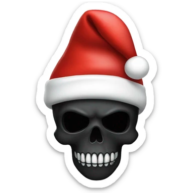 Black skull with Santa hat sticker