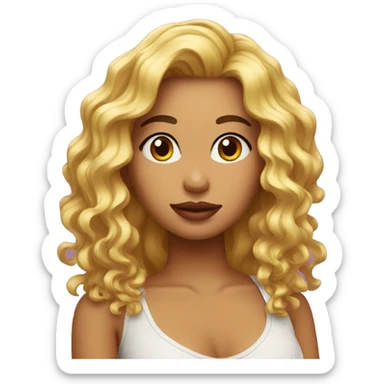 chica con cabello rizado y labios rasado claro  sticker