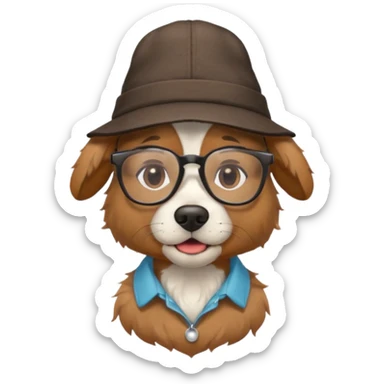glasses and hat dog with shirt sticker