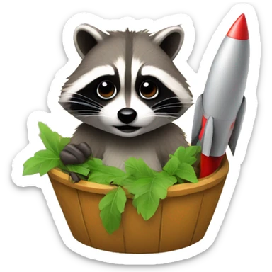 racoon memecoin with rocket sticker