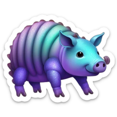 Iridescent spotted striped cyan purple gradient pig armadillo cow centipede insect with star markings star shaped spots sticker