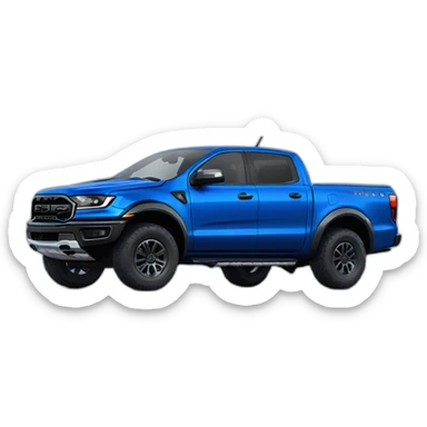 Blue Ford ranger raptor with cowboy hat sticker