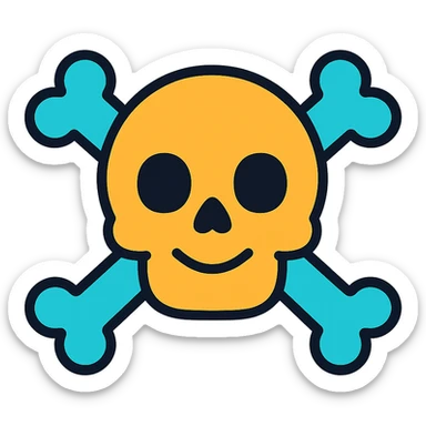 bone skull, icon style, playful expression, stylized features, easy to recognize sticker