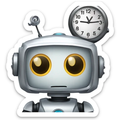 cute robot holds the clock sticker