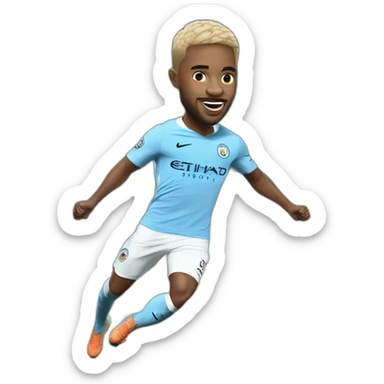 manchester city player jumping big head sticker