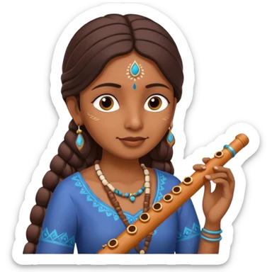 Flute indian women sticker