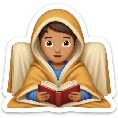 Tatty reading a book under a blanket – cozy and dreamy. sticker