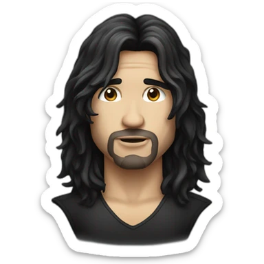 long dark haired rocker guy sticker