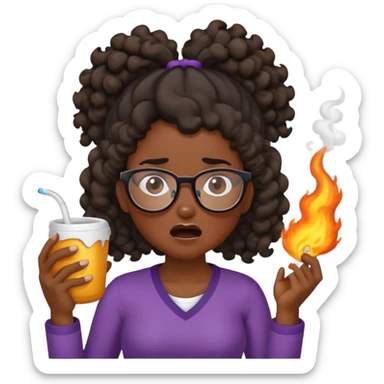 black woman on toilet with curly pony tail and glasses having explosive diarrhea  sticker