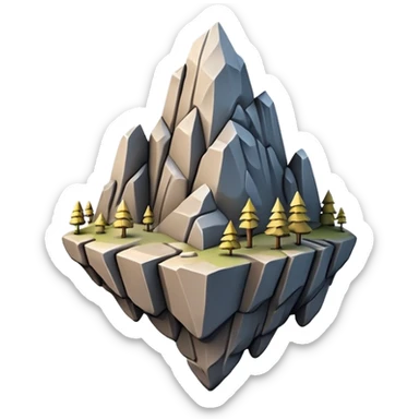 A 3D emoji of a steep rocky cliff in Apple style, with a sharp drop and jagged edges. Minimal, glossy, clean Apple-style rendering, isolated on white background.

 sticker