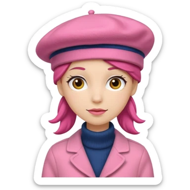 a pink beret hat sticker