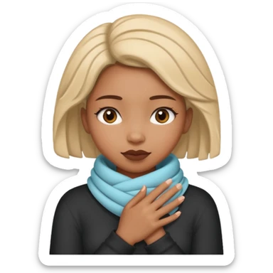 black girl with her hands wrapped around her neck sticker