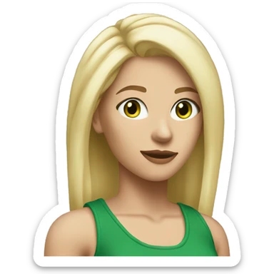 pretty lady tall blonde medium hair sports clothes green eyes cool sticker