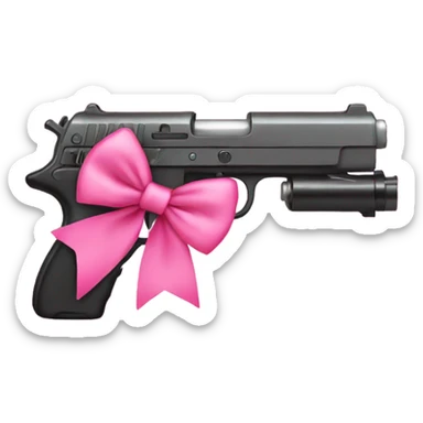 gun with a pink bow with cute girl sticker
