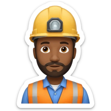 black male civil engineer with a little beard, wearing a hard hat sticker