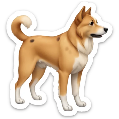 Light brown Eurasian dog standing. His face and back is dark brown spotted sticker