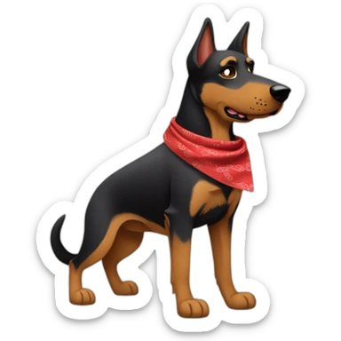 Coonhound/German Shepherd dog wearing small plain red bandana walking left with floppy ears sticker