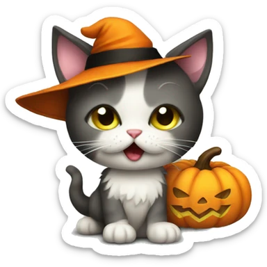 Halloween kitty sticker