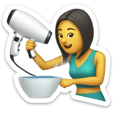 Woman dries wet sail with hair dryer sticker