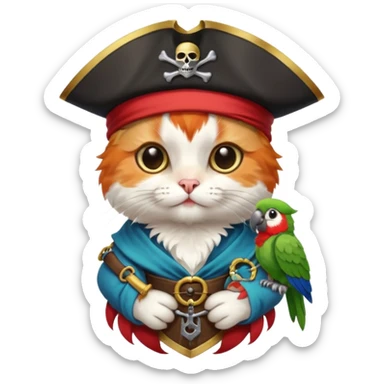 بچه گربهpirate and parrot sticker