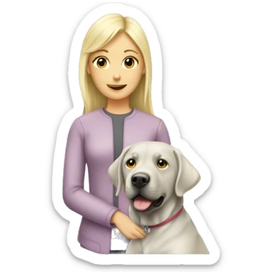 Silver Lab wearing with blonde girl sticker