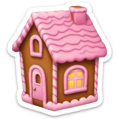 A pink gingerbread house sticker